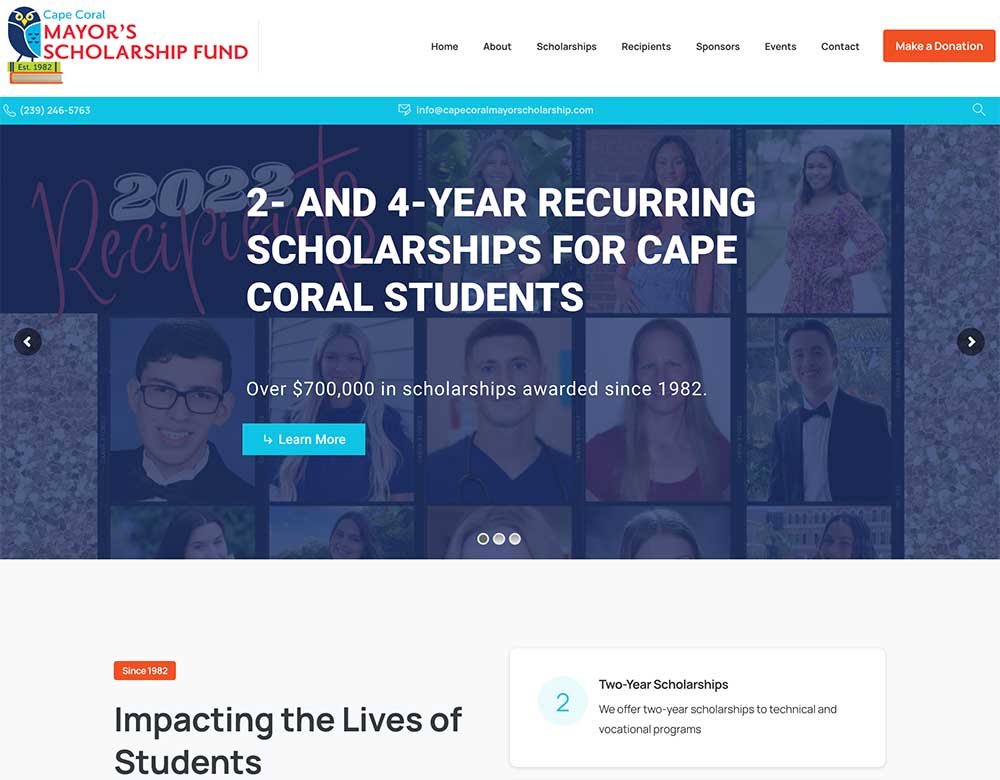 Cape Coral Mayor's Scholarship Fund Website Design