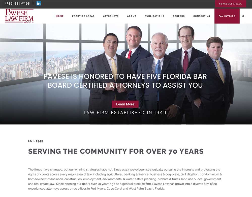 Pavese Law Firm web design